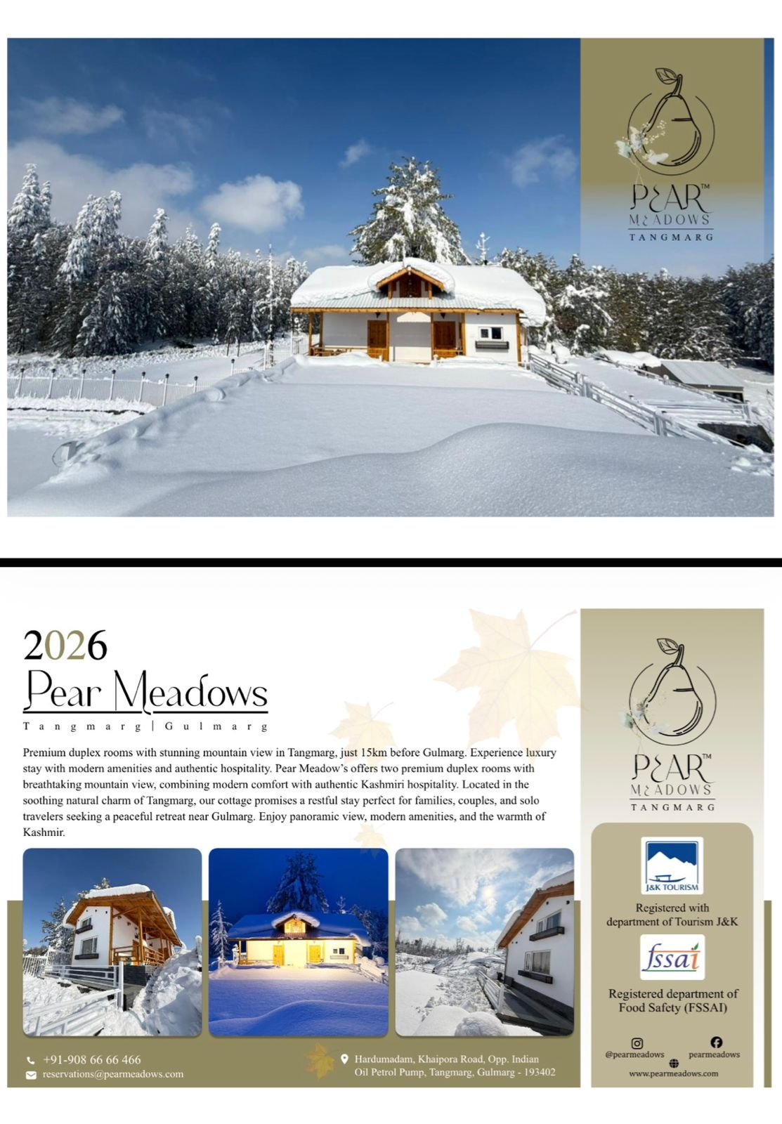 Sunrise Room interior at Pear Meadow's Tangmarg cottage